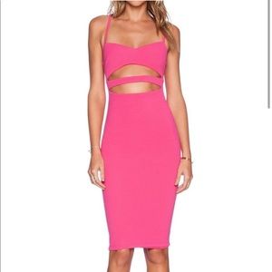 NWOT Nookie Bridget Bustier Cut Out Bodycon Cocktail Dress Lipstick Pink